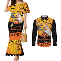 Happy Capy-Boo-Ra Couples Matching Mermaid Dress and Long Sleeve Button Shirt Capybara Ghost Trick or Treat
