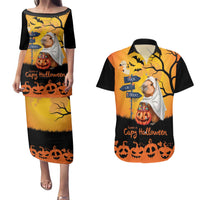 Happy Capy-Boo-Ra Couples Matching Puletasi and Hawaiian Shirt Capybara Ghost Trick or Treat LT9 - Wonder Print Shop
