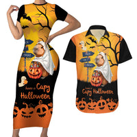 Happy Capy-Boo-Ra Couples Matching Short Sleeve Bodycon Dress and Hawaiian Shirt Capybara Ghost Trick or Treat LT9 - Wonder Print Shop