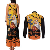 Happy Capy-Boo-Ra Couples Matching Tank Maxi Dress and Long Sleeve Button Shirt Capybara Ghost Trick or Treat LT9 - Wonder Print Shop