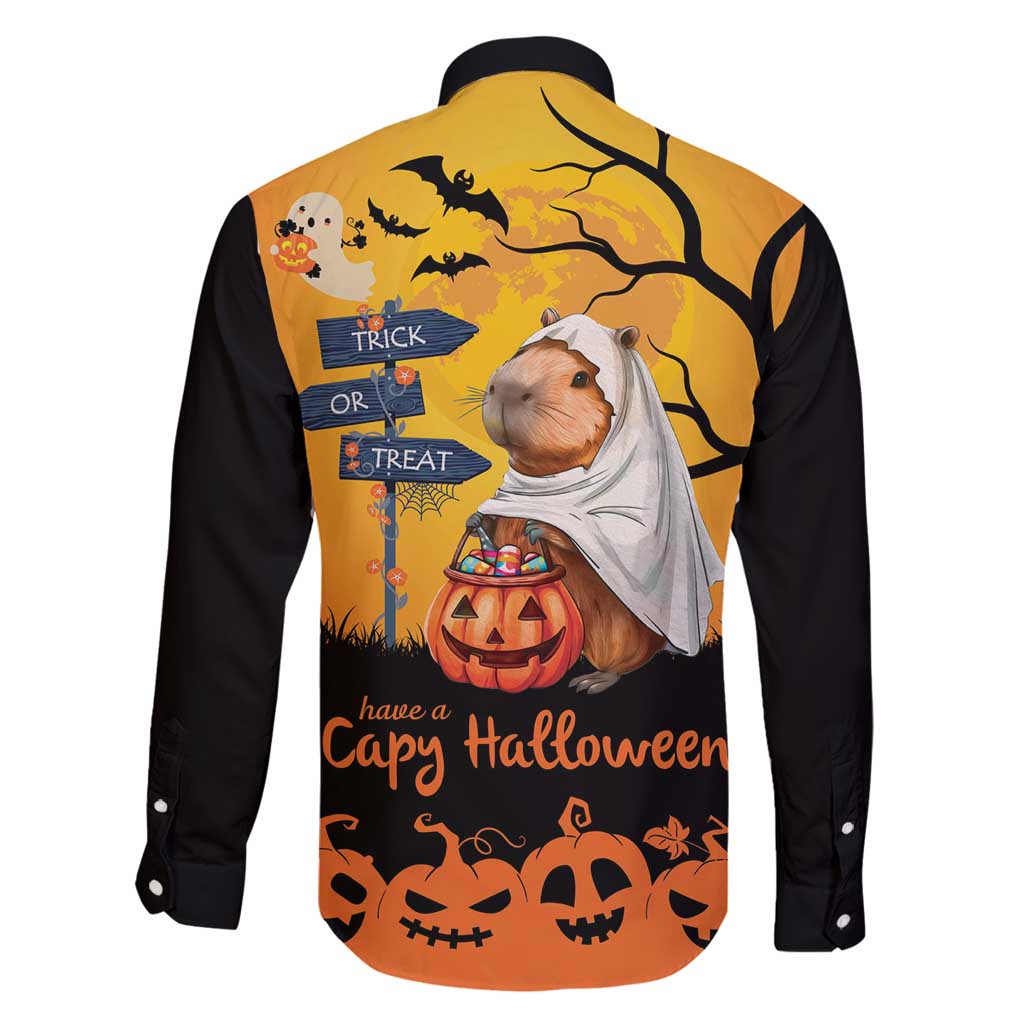 Happy Capy-Boo-Ra Family Matching Long Sleeve Bodycon Dress and Hawaiian Shirt Capybara Ghost Trick or Treat LT9 - Wonder Print Shop