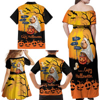 Happy Capy-Boo-Ra Family Matching Off Shoulder Maxi Dress and Hawaiian Shirt Capybara Ghost Trick or Treat LT9 - Wonder Print Shop
