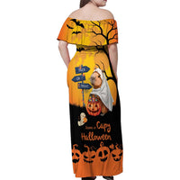 Happy Capy-Boo-Ra Family Matching Off Shoulder Maxi Dress and Hawaiian Shirt Capybara Ghost Trick or Treat LT9 - Wonder Print Shop