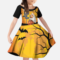 Happy Capy-Boo-Ra Family Matching Short Sleeve Bodycon Dress and Hawaiian Shirt Capybara Ghost Trick or Treat - Wonder Print Shop