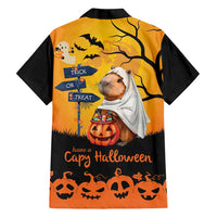 Happy Capy-Boo-Ra Family Matching Short Sleeve Bodycon Dress and Hawaiian Shirt Capybara Ghost Trick or Treat - Wonder Print Shop