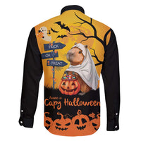 Happy Capy-Boo-Ra Family Matching Short Sleeve Bodycon Dress and Hawaiian Shirt Capybara Ghost Trick or Treat - Wonder Print Shop