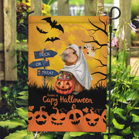Happy Capy-Boo-Ra Garden Flag Capybara Ghost Trick or Treat - Wonder Print Shop