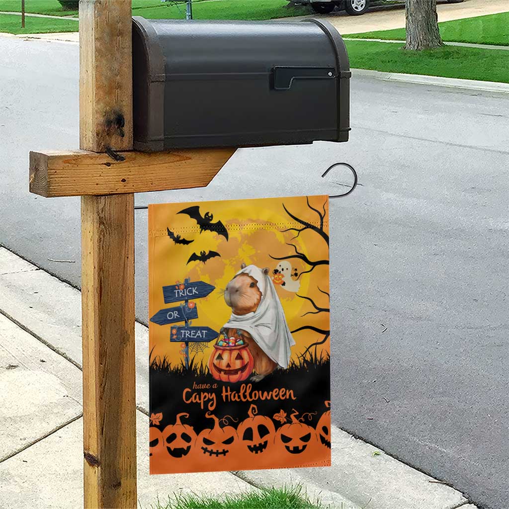 Happy Capy-Boo-Ra Garden Flag Capybara Ghost Trick or Treat - Wonder Print Shop
