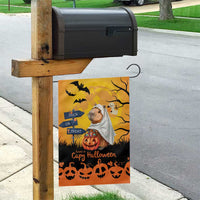 Happy Capy-Boo-Ra Garden Flag Capybara Ghost Trick or Treat - Wonder Print Shop