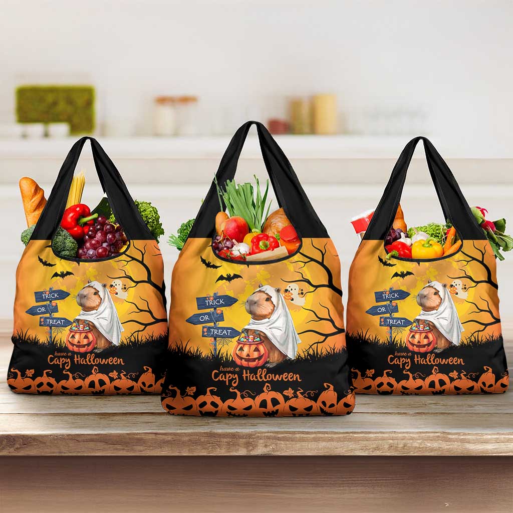 Happy Capy-Boo-Ra Grocery Bag Capybara Ghost Trick or Treat