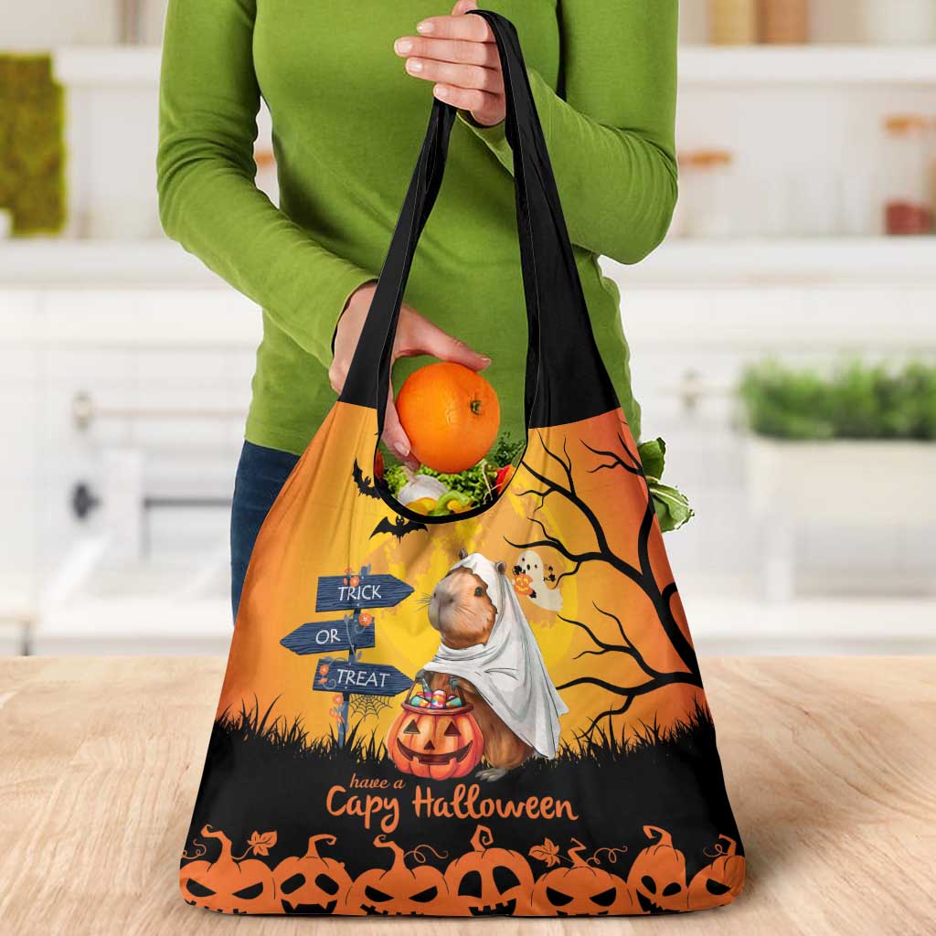Happy Capy-Boo-Ra Grocery Bag Capybara Ghost Trick or Treat