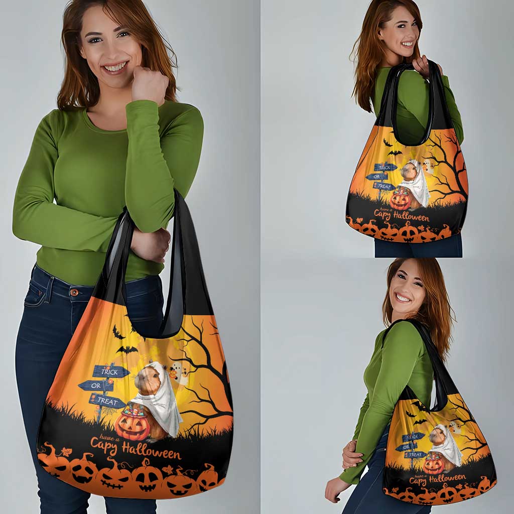 Happy Capy-Boo-Ra Grocery Bag Capybara Ghost Trick or Treat