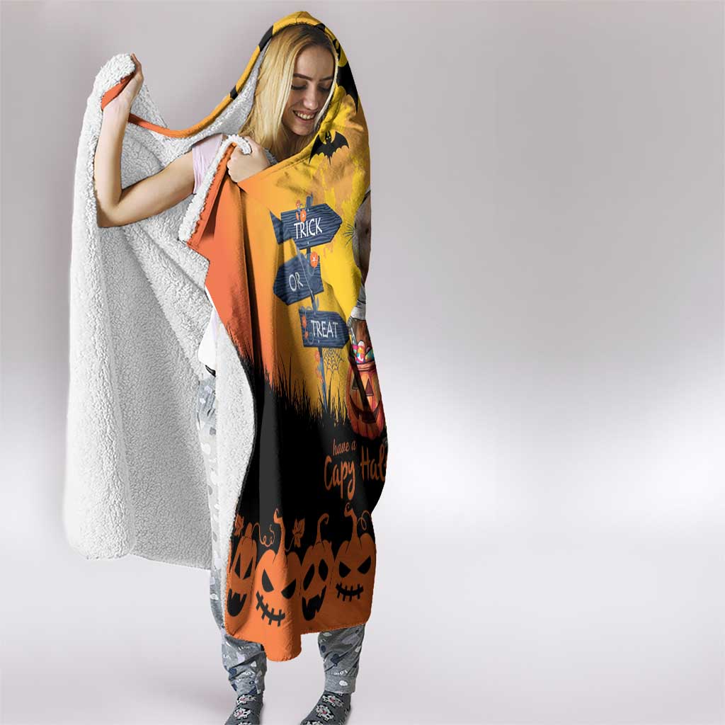 Happy Capy-Boo-Ra Hooded Blanket Capybara Ghost Trick or Treat