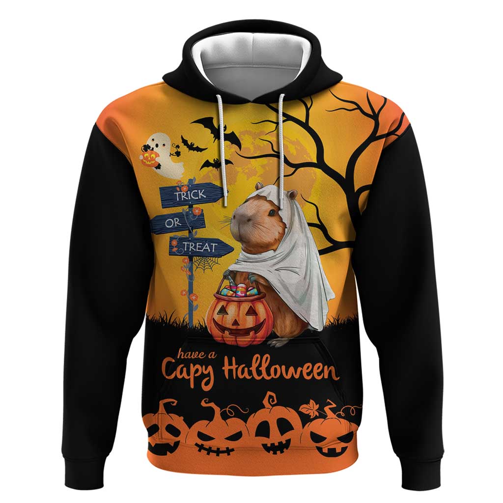 Happy Capy-Boo-Ra Hoodie Capybara Ghost Trick or Treat - Wonder Print Shop