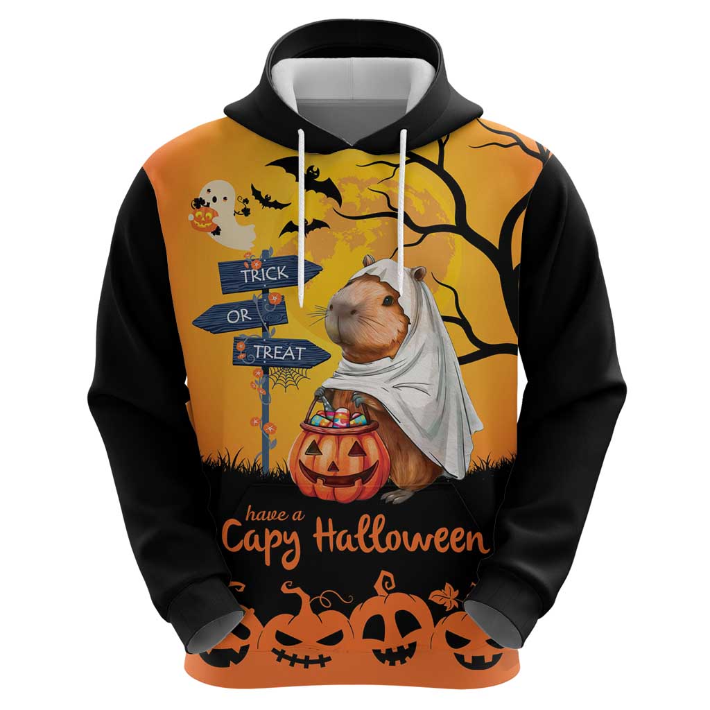 Happy Capy-Boo-Ra Hoodie Capybara Ghost Trick or Treat - Wonder Print Shop