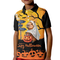 Happy Capy-Boo-Ra Kid Polo Shirt Capybara Ghost Trick or Treat - Wonder Print Shop