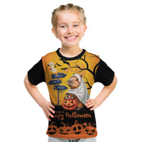 Happy Capy-Boo-Ra Kid T Shirt Capybara Ghost Trick or Treat - Wonder Print Shop