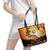 Happy Capy-Boo-Ra Leather Tote Bag Capybara Ghost Trick or Treat - Wonder Print Shop