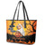 Happy Capy-Boo-Ra Leather Tote Bag Capybara Ghost Trick or Treat - Wonder Print Shop