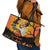 Happy Capy-Boo-Ra Leather Tote Bag Capybara Ghost Trick or Treat - Wonder Print Shop