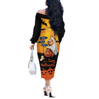 Happy Capy-Boo-Ra Off The Shoulder Long Sleeve Dress Capybara Ghost Trick or Treat - Wonder Print Shop