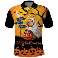 Happy Capy-Boo-Ra Polo Shirt Capybara Ghost Trick or Treat - Wonder Print Shop
