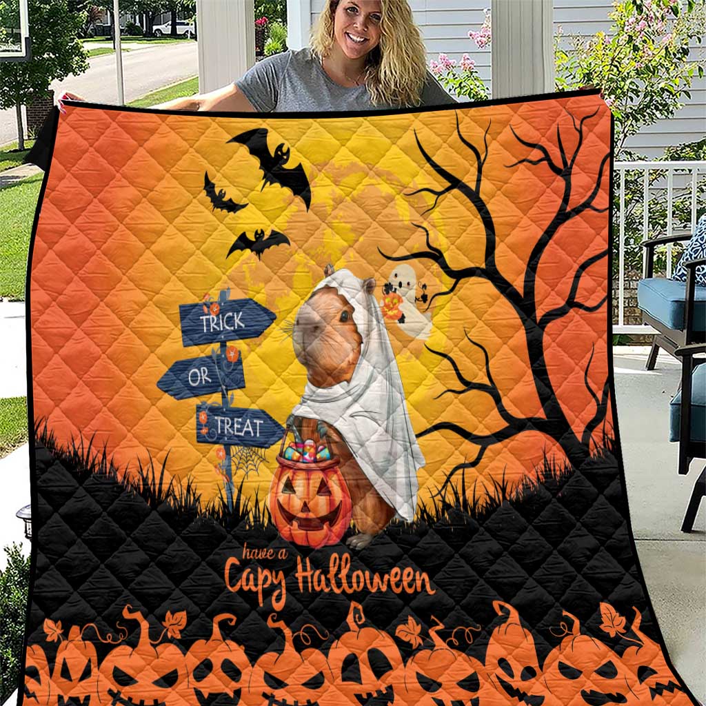 Happy Capy-Boo-Ra Quilt Capybara Ghost Trick or Treat - Wonder Print Shop