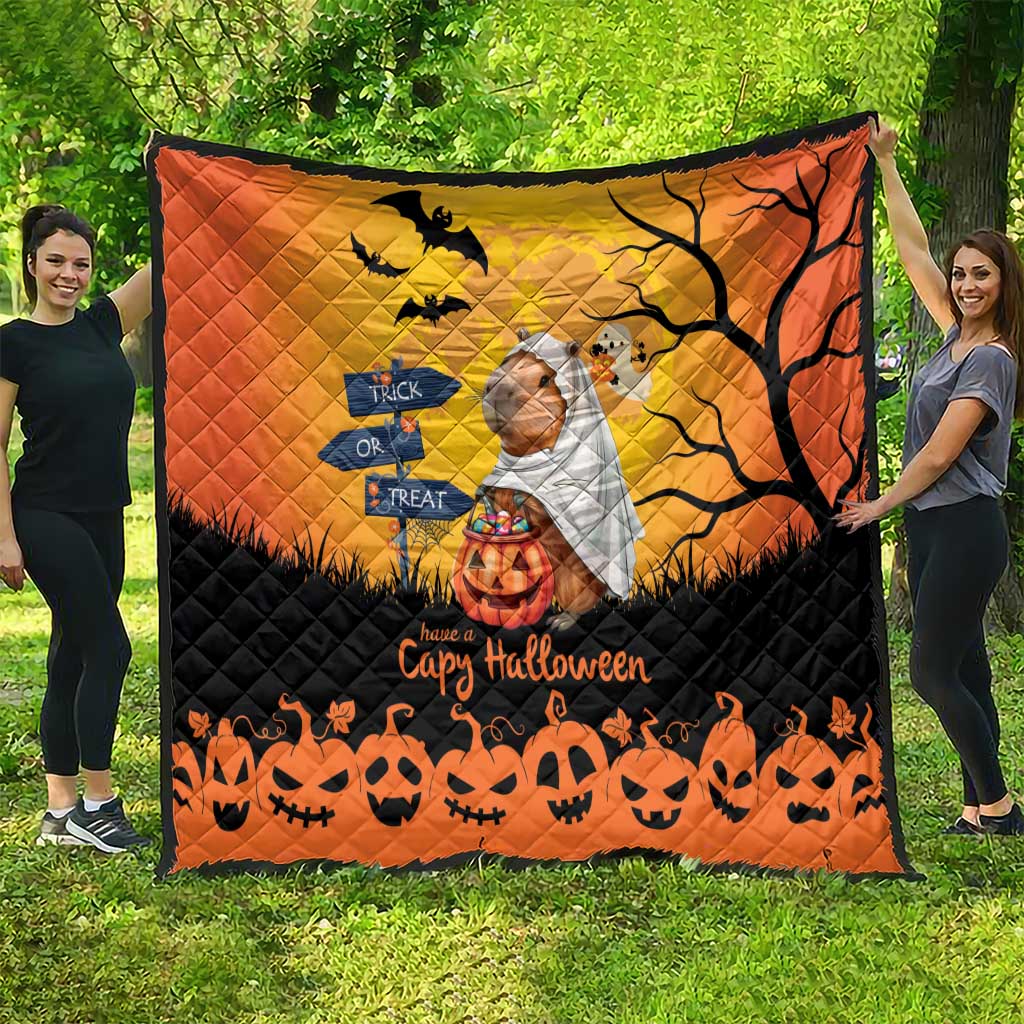 Happy Capy-Boo-Ra Quilt Capybara Ghost Trick or Treat - Wonder Print Shop