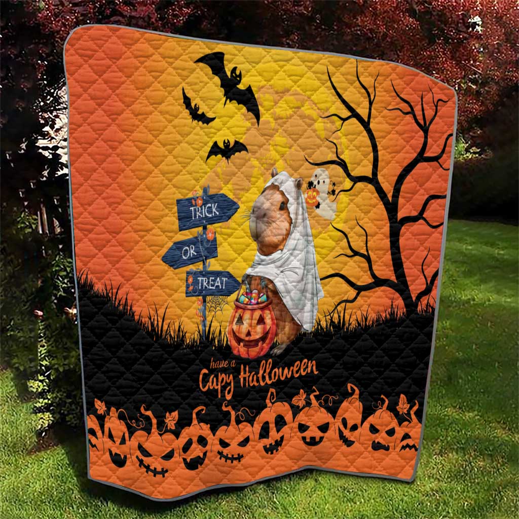 Happy Capy-Boo-Ra Quilt Capybara Ghost Trick or Treat - Wonder Print Shop