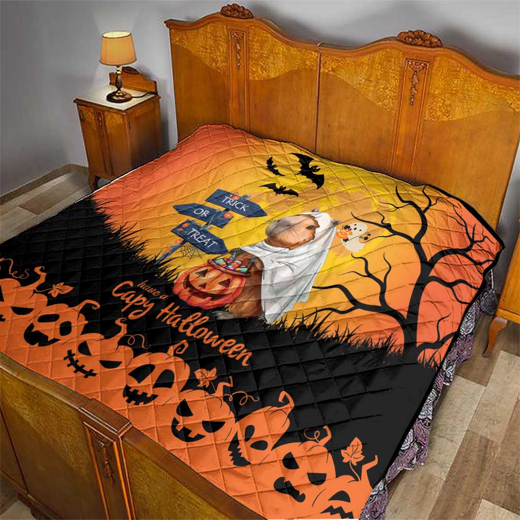 Happy Capy-Boo-Ra Quilt Capybara Ghost Trick or Treat - Wonder Print Shop