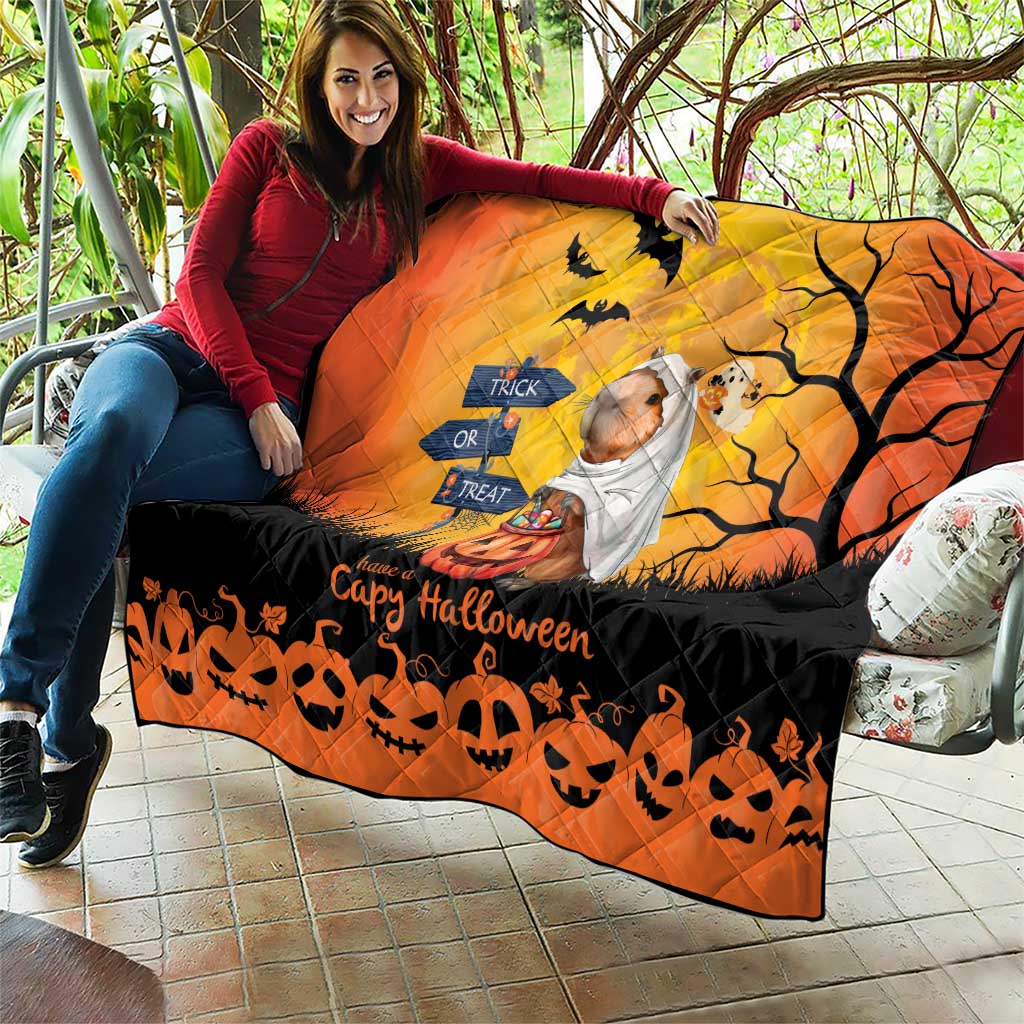Happy Capy-Boo-Ra Quilt Capybara Ghost Trick or Treat - Wonder Print Shop