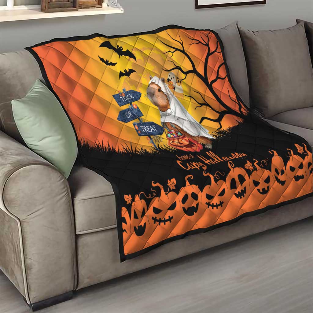 Happy Capy-Boo-Ra Quilt Capybara Ghost Trick or Treat - Wonder Print Shop