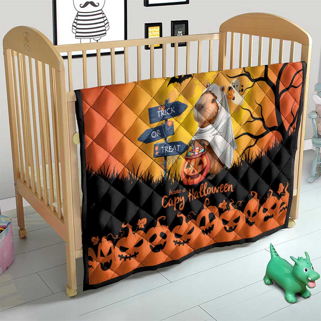Happy Capy-Boo-Ra Quilt Capybara Ghost Trick or Treat - Wonder Print Shop