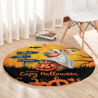 Happy Capy-Boo-Ra Round Carpet Capybara Ghost Trick or Treat