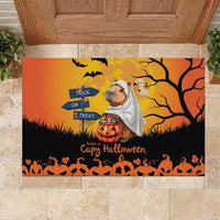 Happy Capy-Boo-Ra Rubber Doormat Capybara Ghost Trick or Treat - Wonder Print Shop