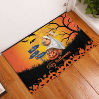 Happy Capy-Boo-Ra Rubber Doormat Capybara Ghost Trick or Treat - Wonder Print Shop