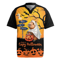 Happy Capy-Boo-Ra Rugby Jersey Capybara Ghost Trick or Treat - Wonder Print Shop
