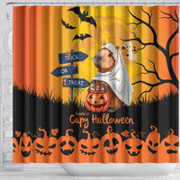 Happy Capy-Boo-Ra Shower Curtain Capybara Ghost Trick or Treat