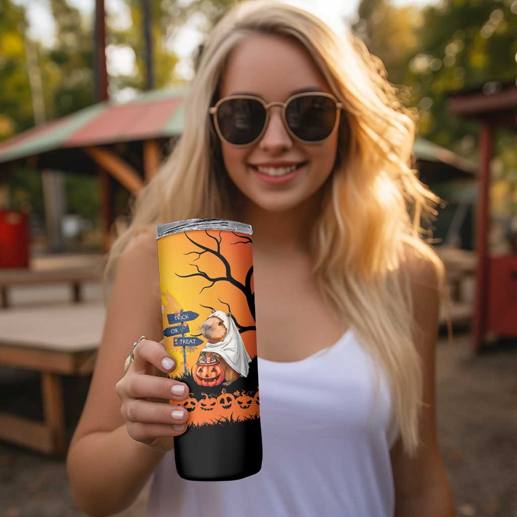 Happy Capy-Boo-ra Skinny Tumbler Capybara Ghost Trick or Treat - Wonder Print Shop