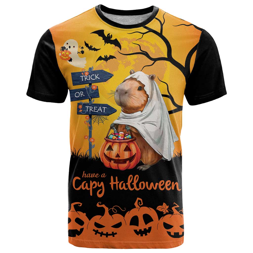 Happy Capy-Boo-Ra T Shirt Capybara Ghost Trick or Treat - Wonder Print Shop