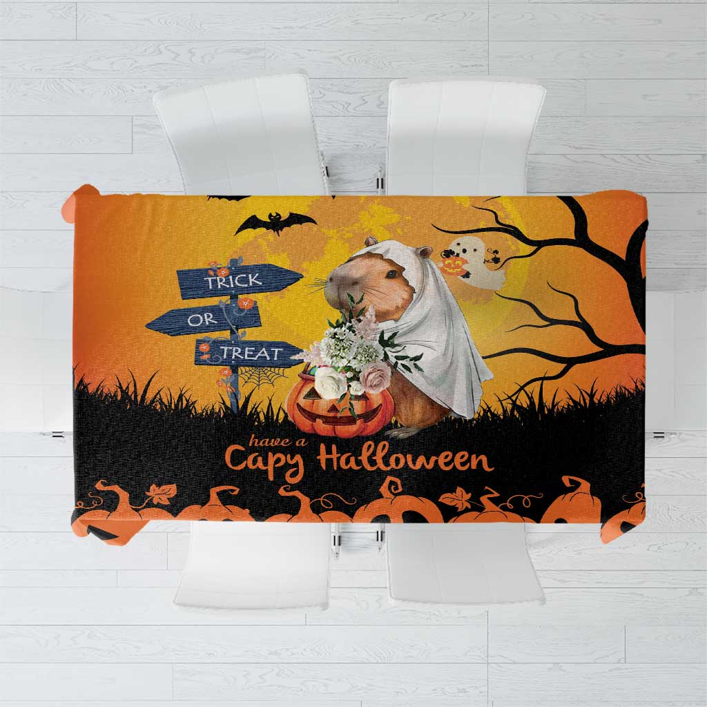 Happy Capy-Boo-Ra Tablecloth Capybara Ghost Trick or Treat - Wonder Print Shop