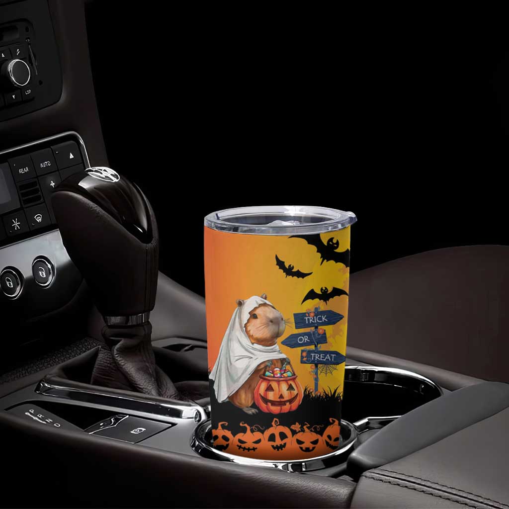 Happy Capy-Boo-ra Tumbler Cup Capybara Ghost Trick or Treat - Wonder Print Shop