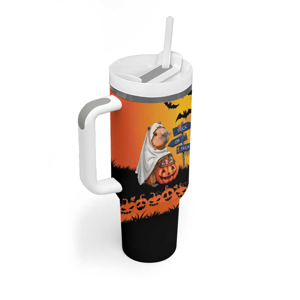 Happy Capy-Boo-ra Tumbler With Handle Capybara Ghost Trick or Treat - Wonder Print Shop