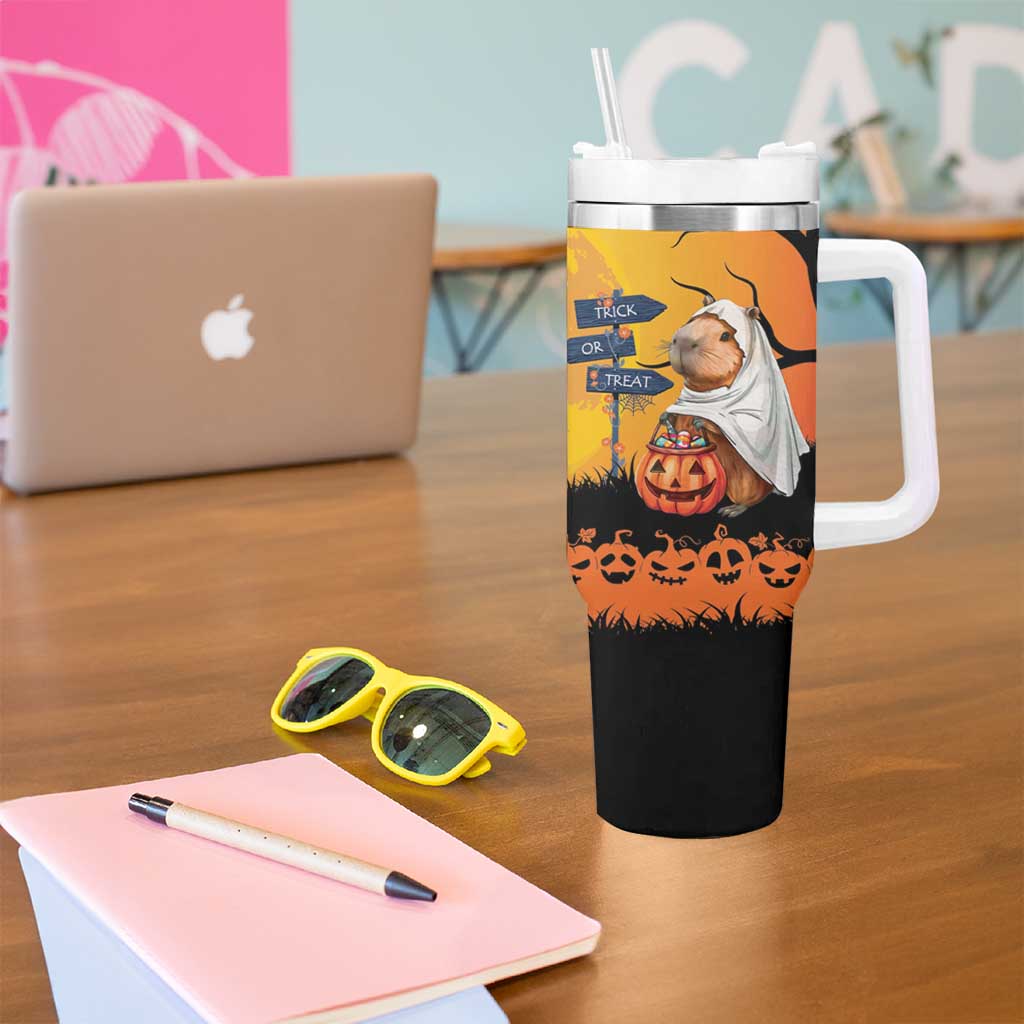 Happy Capy-Boo-ra Tumbler With Handle Capybara Ghost Trick or Treat - Wonder Print Shop