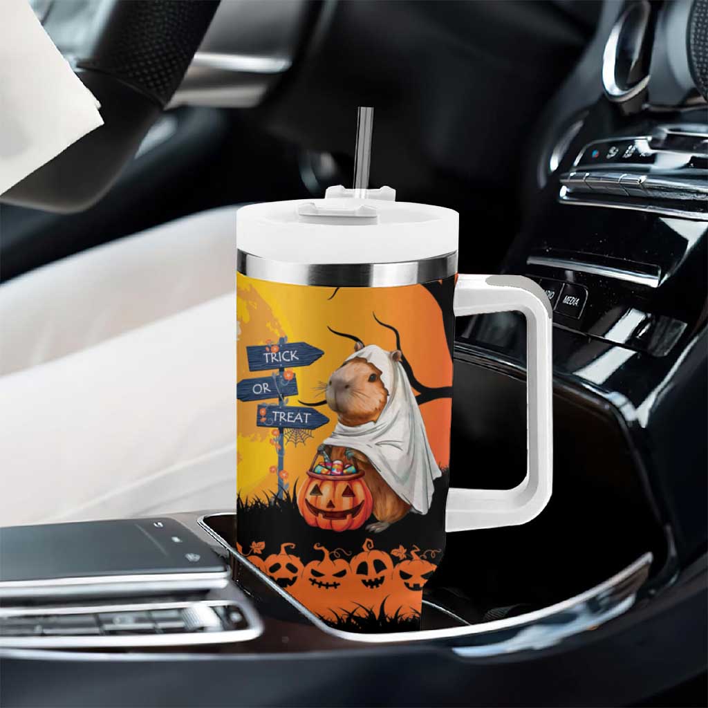Happy Capy-Boo-ra Tumbler With Handle Capybara Ghost Trick or Treat - Wonder Print Shop