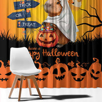 Happy Capy-Boo-Ra Window Curtain Capybara Ghost Trick or Treat - Wonder Print Shop