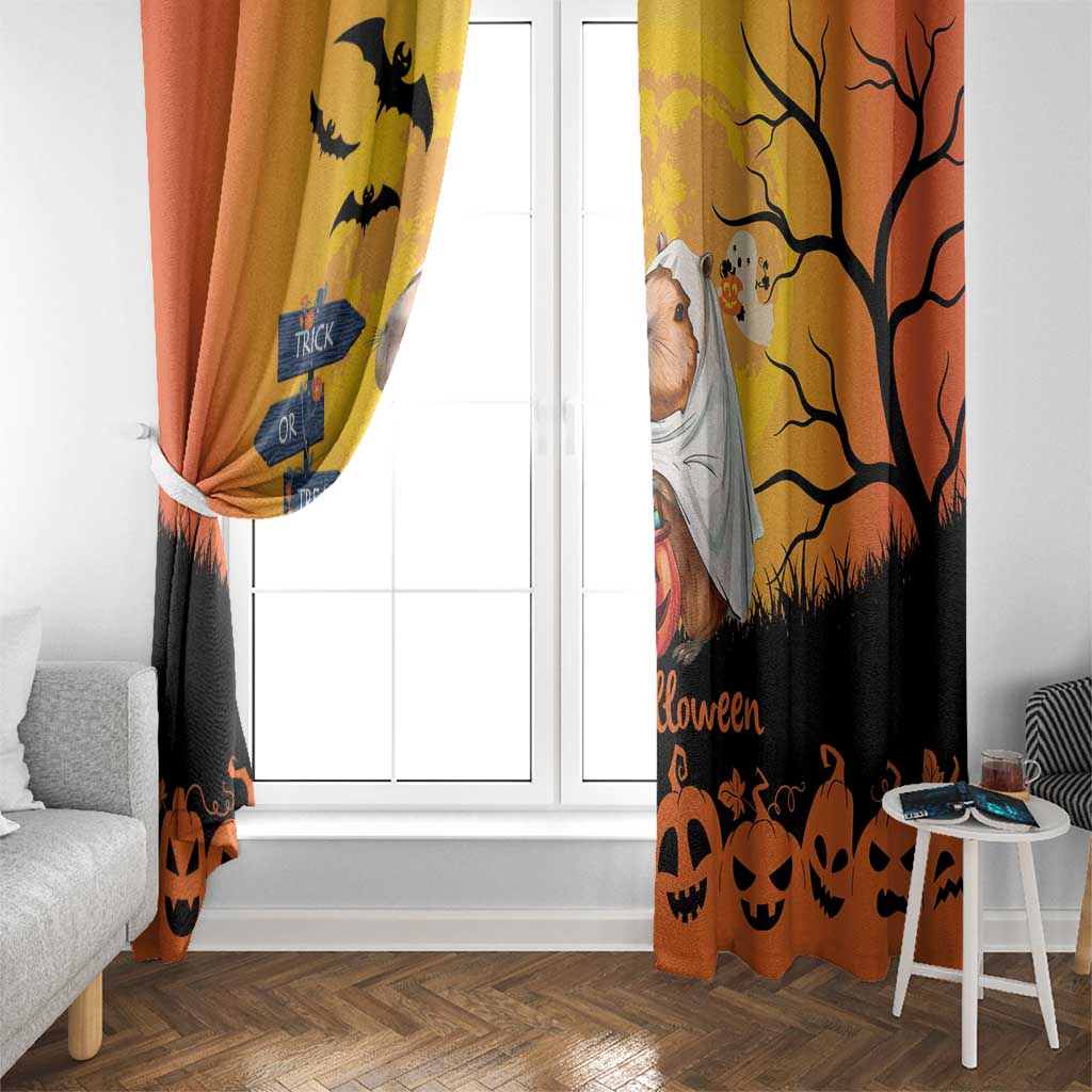 Happy Capy-Boo-Ra Window Curtain Capybara Ghost Trick or Treat - Wonder Print Shop
