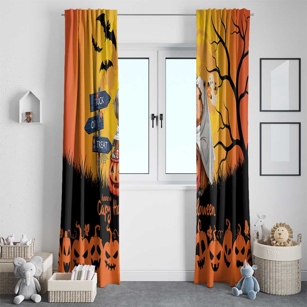 Happy Capy-Boo-Ra Window Curtain Capybara Ghost Trick or Treat - Wonder Print Shop