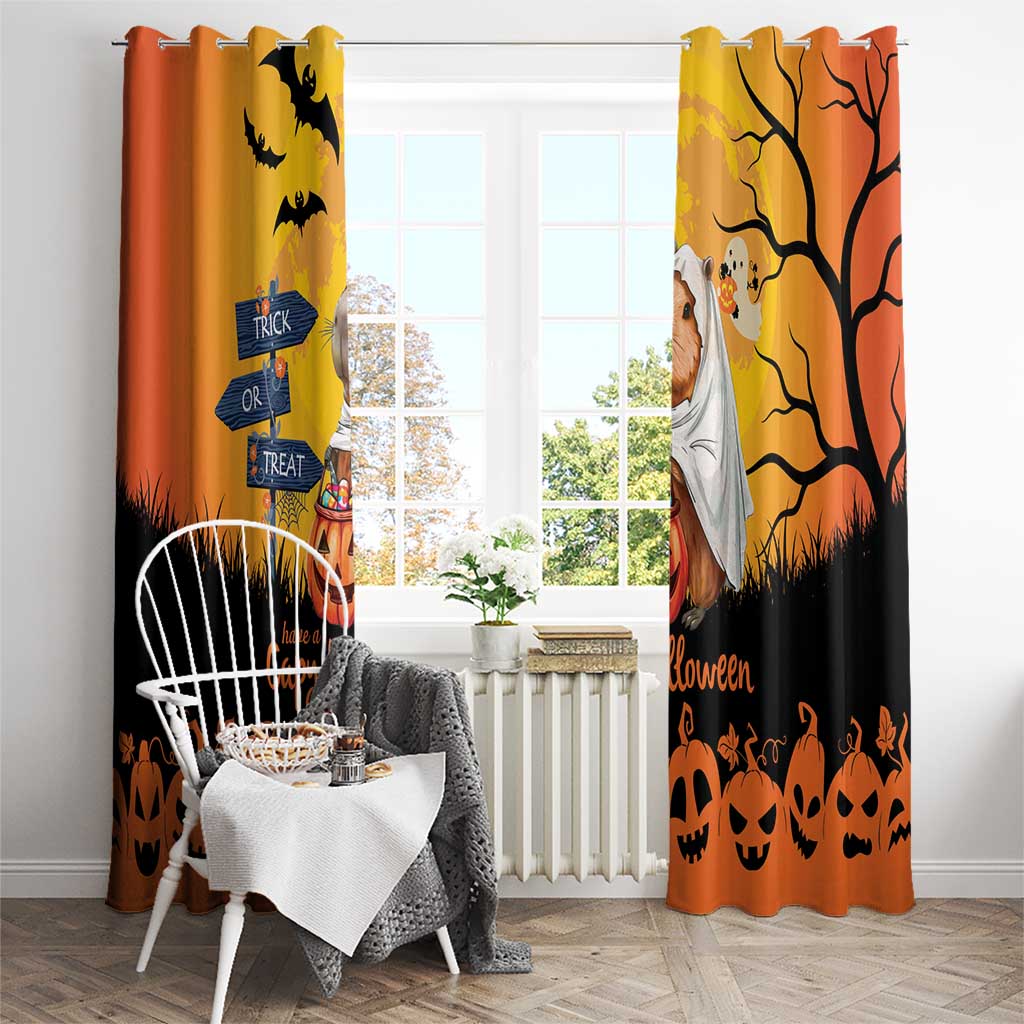 Happy Capy-Boo-Ra Window Curtain Capybara Ghost Trick or Treat - Wonder Print Shop