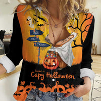 Happy Capy-Boo-Ra Women Casual Shirt Capybara Ghost Trick or Treat - Wonder Print Shop